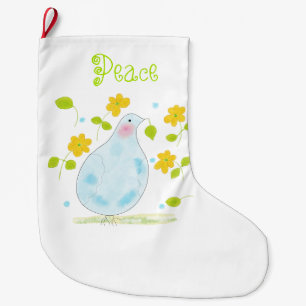 Grande Chaussette De Noël Bas de Noël personnalisé pour la paix de la colomb