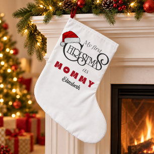 Grande Chaussette De Noël Bas de Noël personnalisé pour le premier Noël en t