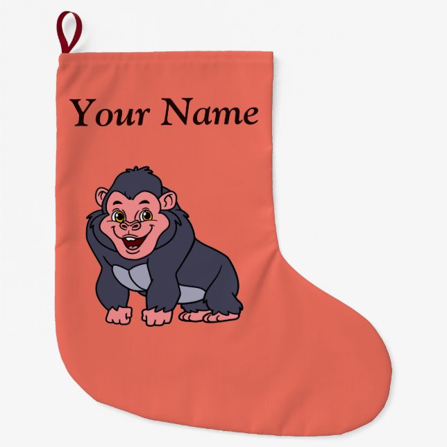 Grande Chaussette De Noël Bas de Noël singe (Devant)