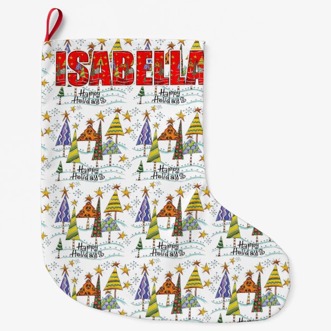 Grande Chaussette De Noël Bas de vacances de Noël d'Isabella (Devant)