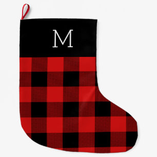 Grande Chaussette De Noël Bas décoré d'un monogramme de Noël de contrôle de