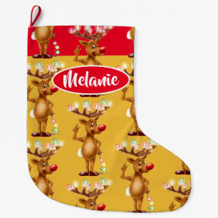 Grande Chaussette De Noël Bas fait sur commande de Noël de filles de renne