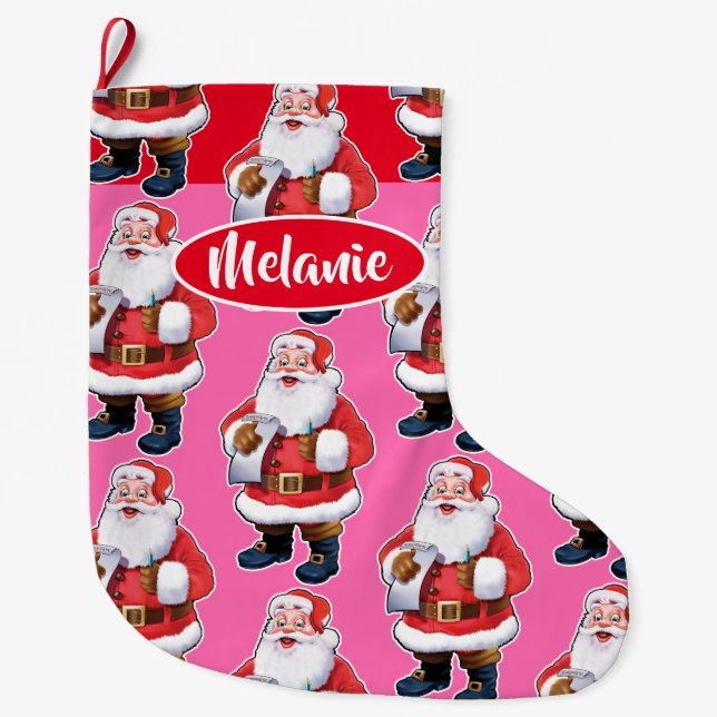 Grande Chaussette De Noël Bas fait sur commande gai de Noël de filles de (Devant)