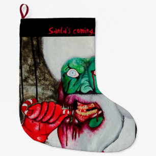 Grande Chaussette De Noël Bas mort vivant de Noël de Père Noël de zombi