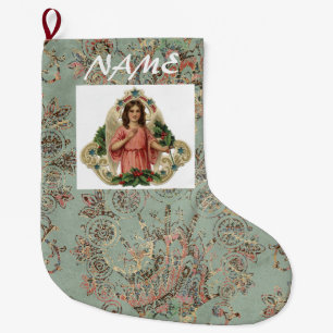Grande Chaussette De Noël Bas NOMMÉ FAIT SUR COMMANDE de Noël d'ANGE