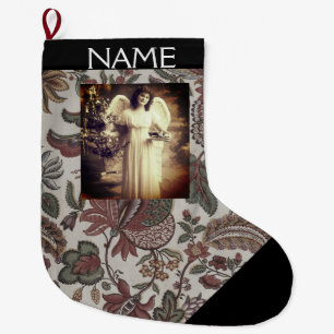 Grande Chaussette De Noël Bas NOMMÉ FAIT SUR COMMANDE de Noël d'ANGE de NOËL