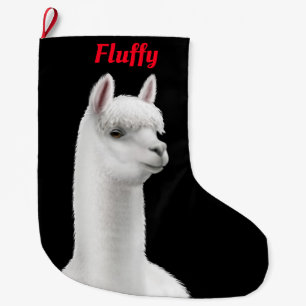Grande Chaussette De Noël Bas personnalisable d'alpaga blanc de Noël