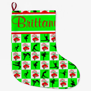 GRANDE CHAUSSETTE DE NOËL BAS PERSONNALISÉ DE FÊTE DE NOËL DE BALLERINE