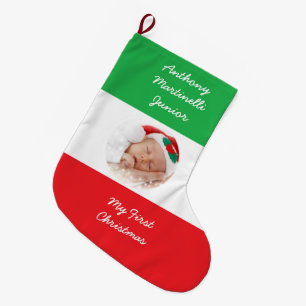 Grande Chaussette De Noël Bas personnalisé de Noël avec le drapeau italien