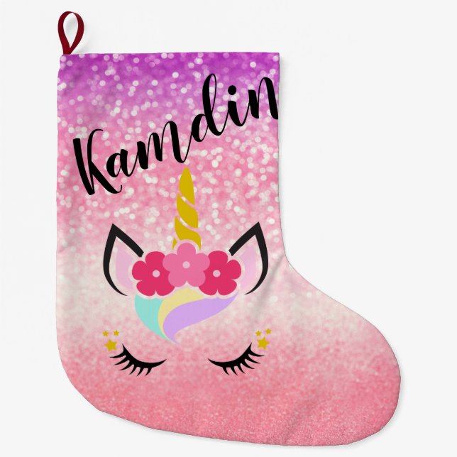 Grande Chaussette De Noël Bas personnalisé de parties scintillantes d'Ombre (Devant)