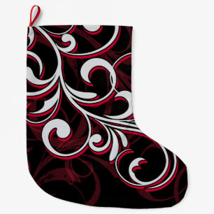 Grande Chaussette De Noël Bas rouge et blanc à tourbillon