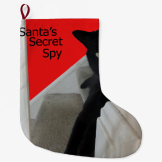 Grande Chaussette De Noël Bas secret de chat noir de l'espion de Père Noël