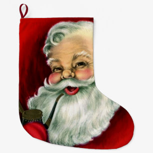 Grande Chaussette De Noël Bas vintage de Noël de tuyau de tabagisme de Père