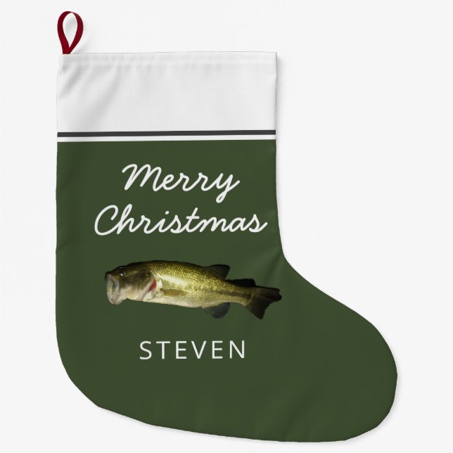 Grande Chaussette De Noël Basse à grande bouche Poisson Joyeux Noël Personna (Devant)