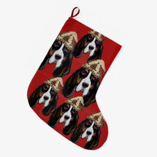 GRANDE CHAUSSETTE DE NOËL BASSET HOUND