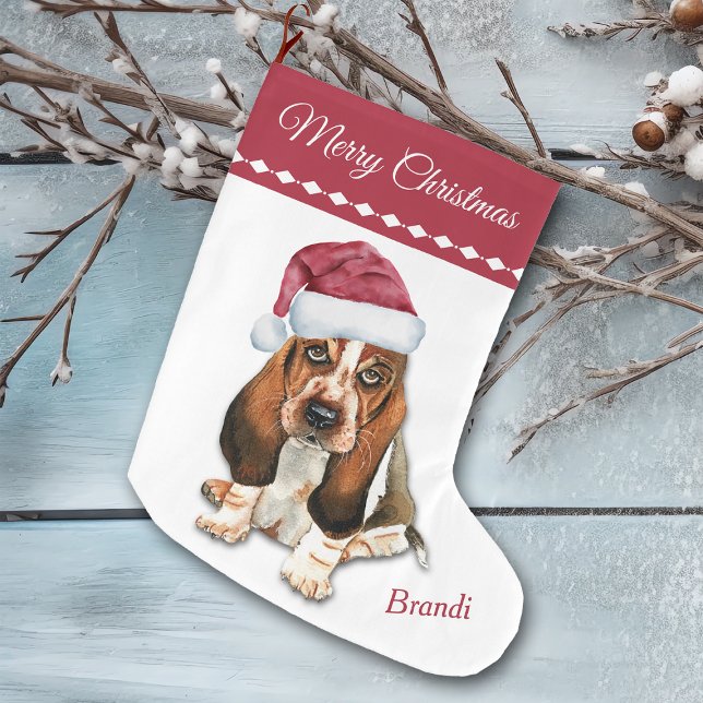 Grande Chaussette De Noël Basset Hound Chipot Snowflake Motif (Créateur téléchargé)