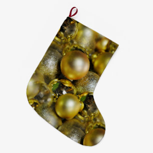 Grande Chaussette De Noël Baubles de Noël d'or