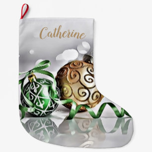 Grande Chaussette De Noël Baubles or et vert