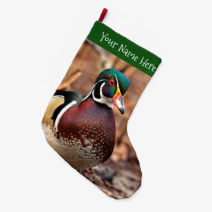 Grande Chaussette De Noël Beau canard à bois mâle dans les bois