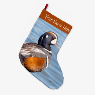 Grande Chaussette De Noël Beau canard arlequin à la plage