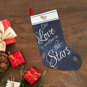 Grande Chaussette De Noël Belle Étoiles De Nuit Monogramme Amour Écrit En Ét
