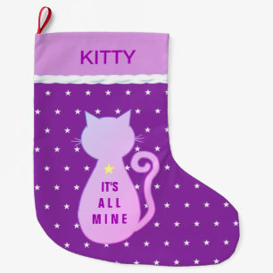 Grande Chaussette De Noël Belle silhouette de chat Kitty