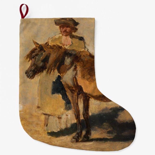 Grande Chaussette De Noël Berger avec un cheval (équine) (Devant)