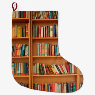 Grande Chaussette De Noël Bibliothèque de livres sur étagère Bibliophile Lec