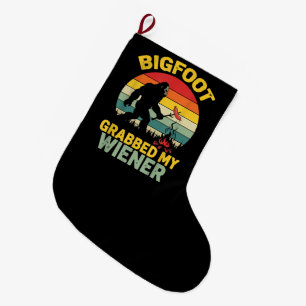 Grande Chaussette De Noël Big Foot a attrapé mon hot dog drôle Sasquatch