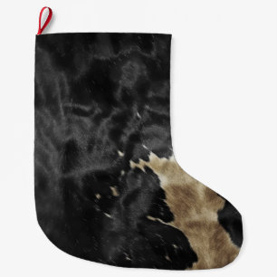Grande Chaussette De Noël Black Champagne Gold Cowhide
