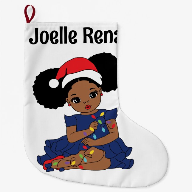 Grande Chaussette De Noël Black Girl Magic Melanin Noël Brown Peau Amour (Devant)