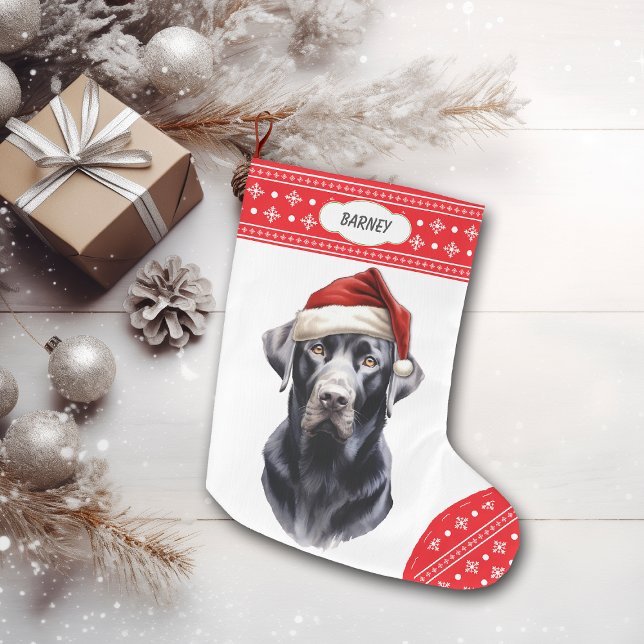 Grande Chaussette De Noël Black Labrador Retriever Santa Hat (Créateur téléchargé)