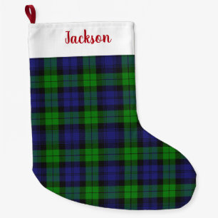Grande Chaussette De Noël Black Watch Tartan Plaid Scottish Motif