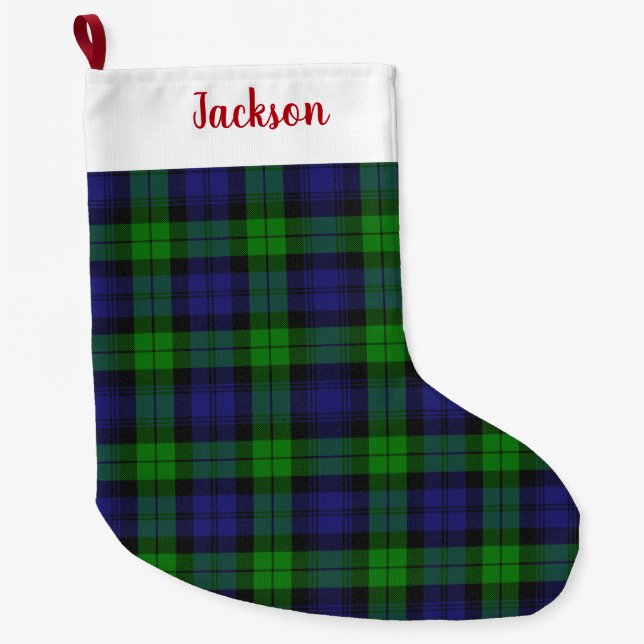 Grande Chaussette De Noël Black Watch Tartan Plaid Scottish Motif (Devant)