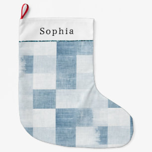 Grande Chaussette De Noël Bleu Blanc Denim Jean Christmas