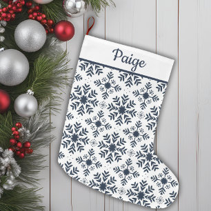 Grande Chaussette De Noël Bleu Et Blanc Nordique Snowflake Motif Personnalis