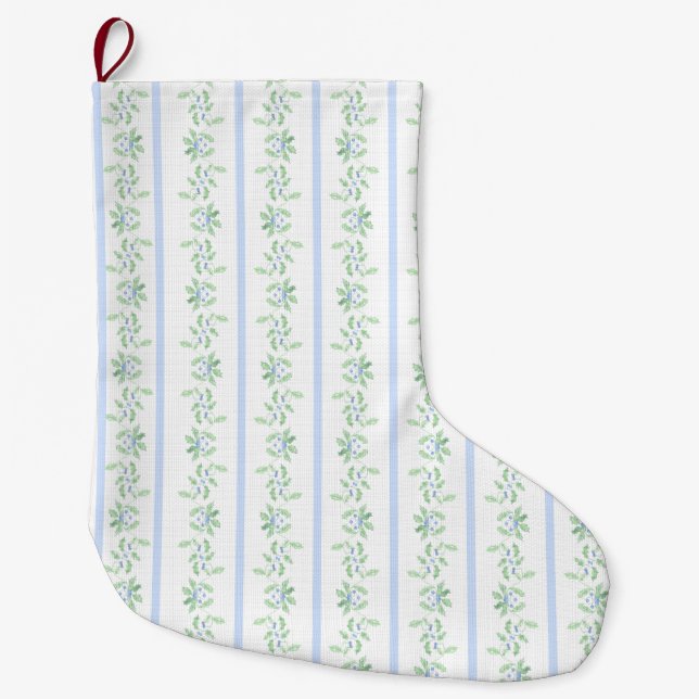 Grande Chaussette De Noël Bleu et vert Grève de Noël (Devant)