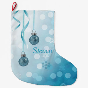 Grande Chaussette De Noël Bleu Faux Parties scintillant Ornements de Noël