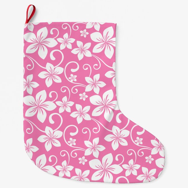 GRANDE CHAUSSETTE DE NOËL BLEU HAWAII (ROSE) (Devant)