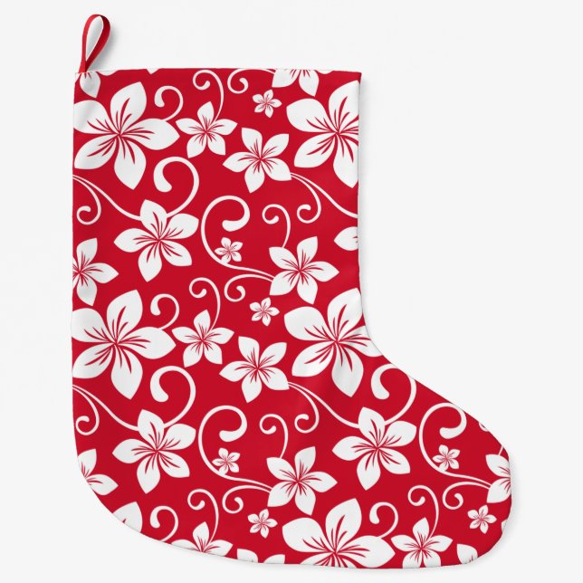 GRANDE CHAUSSETTE DE NOËL BLEU HAWAII (ROUGE) (Devant)