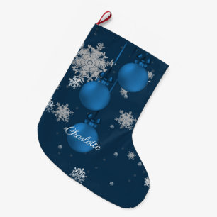 Grande Chaussette De Noël Bleu ornements de Noël Stocker