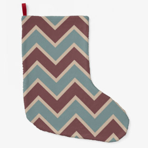 Grande Chaussette De Noël Bleu rouge Chevron rayures
