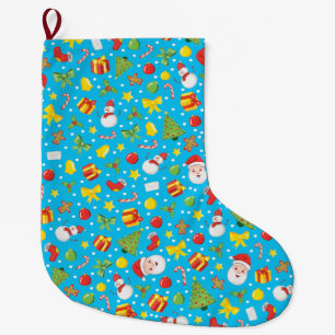 Grande Chaussette De Noël Bleu tropical de Noël