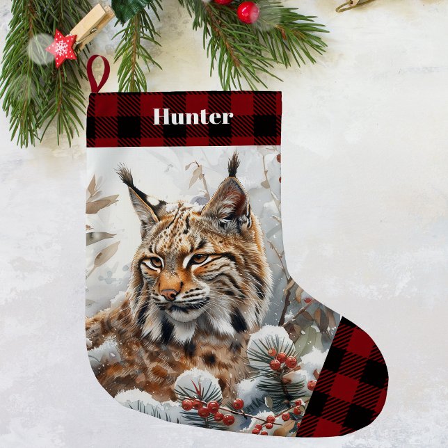 Grande Chaussette De Noël Bob Cat Animaux de Noël Stocking (Bobcat stocking 1)