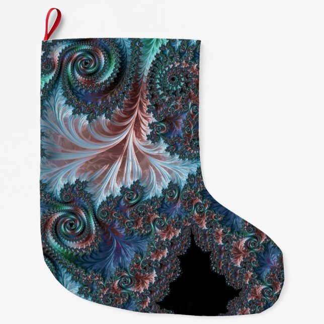 Grande Chaussette De Noël Boho coloré super Hippie Mandelbrot Fractal Art (Devant)