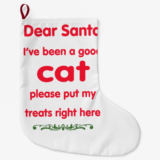 Grande Chaussette De Noël bon chat (Devant)