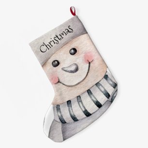 Grande Chaussette De Noël Bonhommes de neige mignons