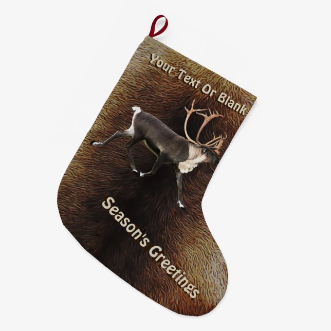 Grande Chaussette De Noël Bonnes Fêtes - Bull Caribou (Reindeer) (Devant (Accrochage))
