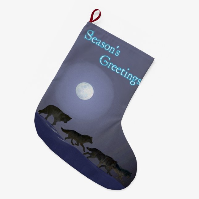 Grande Chaussette De Noël Bonnes Fêtes - Pack Wolf (Devant (Accrochage))