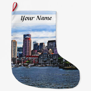 Grande Chaussette De Noël Boston MA - Port intérieur